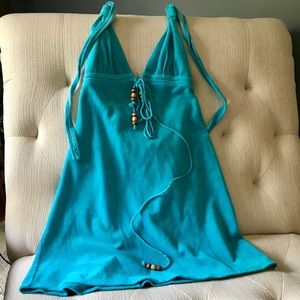 Ticci Cabana Aqua Blue Cover Up With Beads Size M